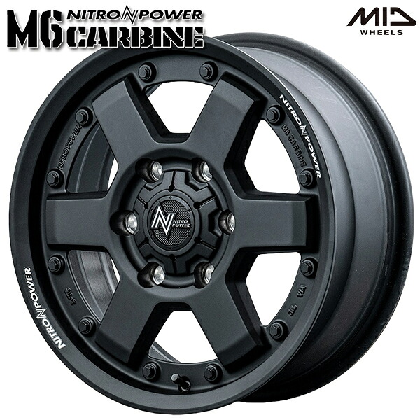 17インチ 6.5J 6H139.7 +38 MID ナイトロパワー M6 カービン ガンブラック アルミホイール単品 1本 4本以上送料無料