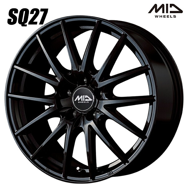 15インチ 6.0J 5H114.3 +52 MID マルカサービス SQ27 メタリックブラック アルミホイール単品 1本 4本以上送料無料