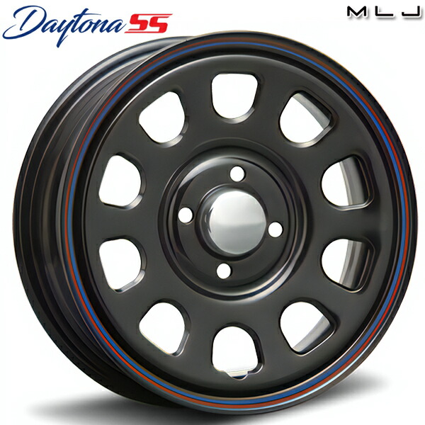 14インチ 5.0J 4H100 +42 MLJ デイトナSS ブラック(レッド/ブルーライン) スチールホイール単品 1本 4本以上送料無料 |タイヤホイール激安王国