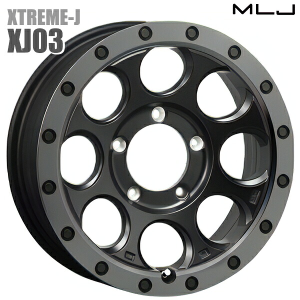 MLJ エクストリームJ XJ03 サイズ:16インチ 5.5J HOLE/PCD:5H 139.7 インセット:20 カラー:フラットブラック/スモークフランジ アルミホイール単品 1本 4本以上送料無料 |タイヤホイール激安王国