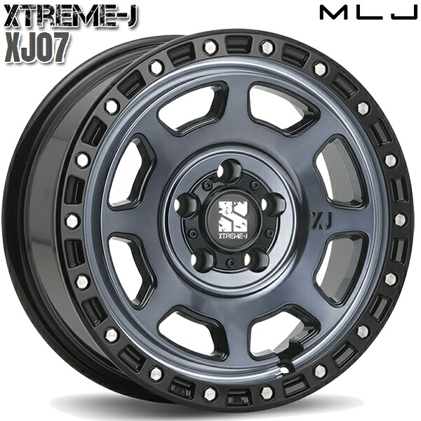 MLJ エクストリームJ XJ07 サイズ:17インチ 8.0J HOLE/PCD:5H 127 インセット:38 カラー:グロスブラックマシンインディゴ アルミホイール単品 4本(1台分)送料無料 |タイヤホイール激安王国