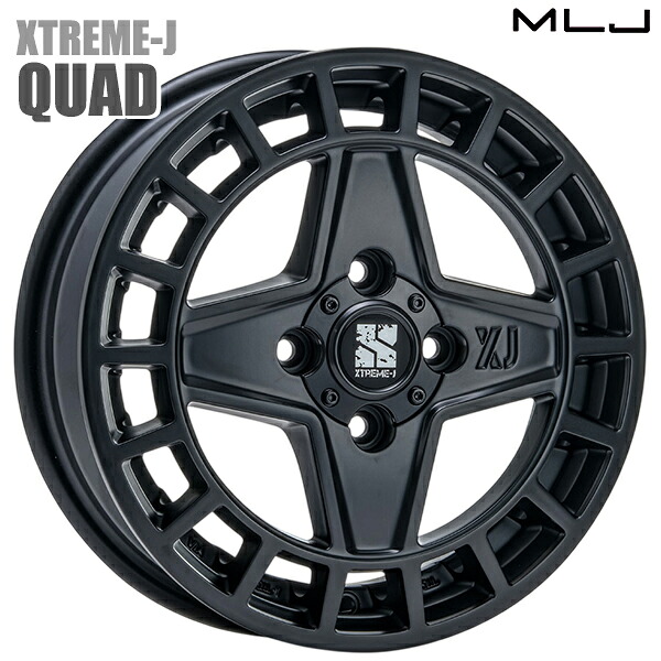 【14インチ 4.5J 4H100 +45】MLJ エクストリームJ クアッド サテンブラック アルミホイール単品 4本(1台分)送料無料|タイヤホイール激安王国