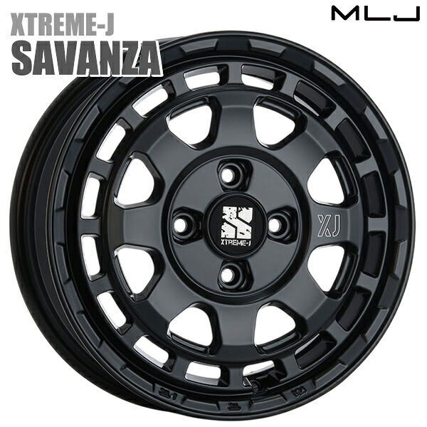 【14インチ 4.5J 4H100 +43】MLJ エクストリームJ サバンザ サテンブラック アルミホイール単品 4本(1台分)送料無料|タイヤホイール激安王国