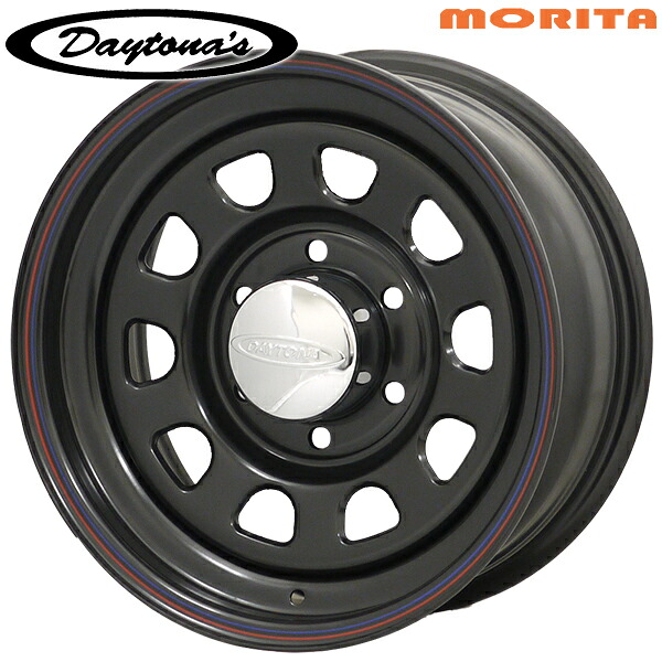 MRT デイトナズ サイズ：15インチ 7.0J HOLE/PCD：6H 139.7 インセット：12 カラー：ブラック（レッド/ブルーライン） スチールホイール単品 4本（1台分）送料無料 ｜タイヤホイール激安王国