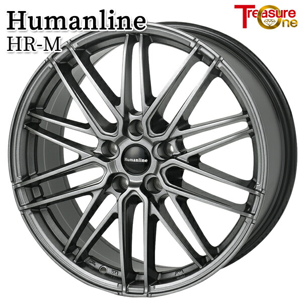 トレジャーワン ヒューマンライン HRM サイズ：18インチ 7.5J HOLE/PCD：5H 114.3 インセット：48 ハブ径：73.1 ナット座面：テーパー60&deg; カラー：ガンメタブラック（GM） ホイール単品 4本（1台分）送料無料 ｜タイヤホイール激安王国