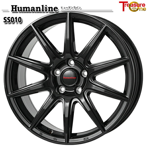 18インチ 7.0J 5H114.3 +48 トレジャーワン ヒューマンライン SS010 ブラック アルミホイール単品 1本 4本以上送料無料 ｜タイヤホイール激安王国