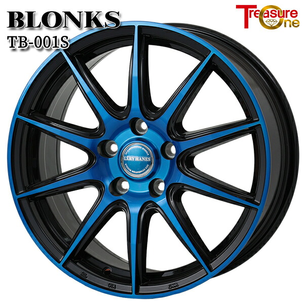 18インチ 7.0J 5H114.3 +38 トレジャーワン ブロンクス TB001S ブラックポリッシュ/ブルークリア アルミホイール単品 4本(1台分)送料無料 |タイヤホイール激安王国
