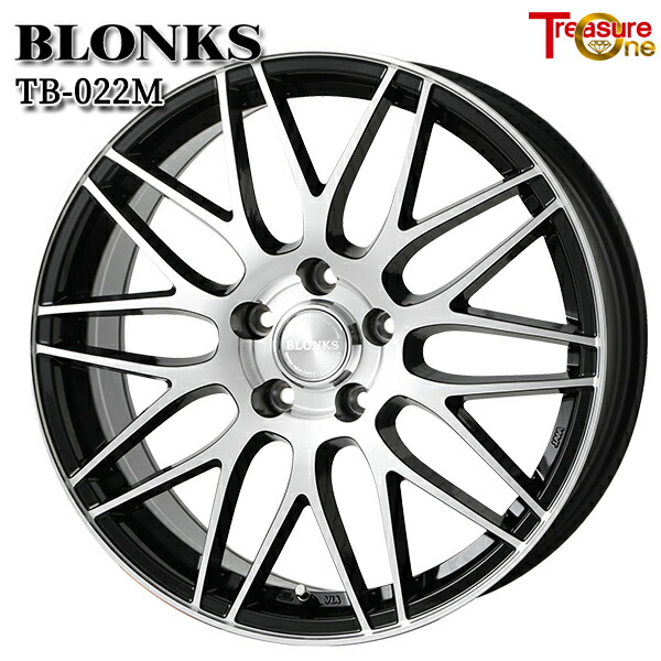 17インチ 7.0J 5H114.3 +55 トレジャーワン ブロンクス TB022M ブラックポリッシュ アルミホイール単品 4本（1台分）送料無料