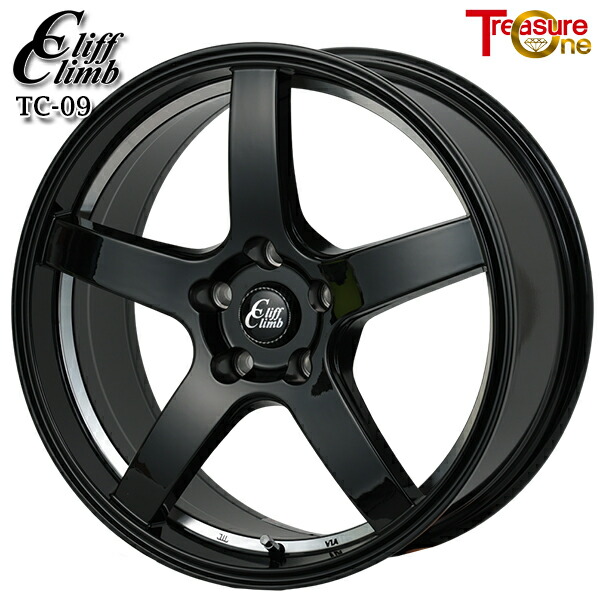 17インチ 7.0J 5H114.3 +53 トレジャーワン クリフクライム TC09 ブラックアンダーカットポリッシュ アルミホイール単品 4本（1台分） 送料無料