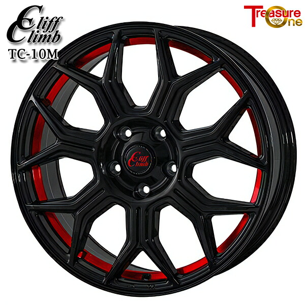 18インチ 7.0J 5H100 +48 トレジャーワン クリフクライム TC10M ブラックレッドアンダーカット アルミホイール単品 4本セット（1台分） 送料無料 ｜タイヤホイール激安王国 30,550円