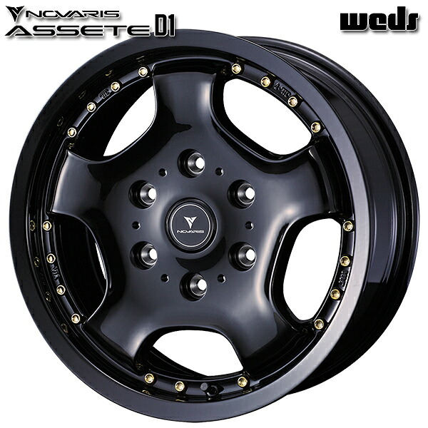 16インチ 6.5J 6H139.7 +38 Weds ウェッズ ノヴァリス アセット D1 ブラック/ゴールドピアス アルミホイール単品 4本（1台分） 送料無料 ｜タイヤホイール激安王国
