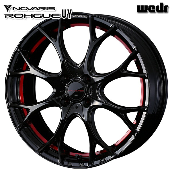 17インチ 6.5J 4H100 +42 Weds ウェッズ ノヴァリス ローグ UY ピアノブラック/レッドライン アルミホイール単品 1本 4本以上送料無料 個人宅配送不可 |タイヤホイール激安王国