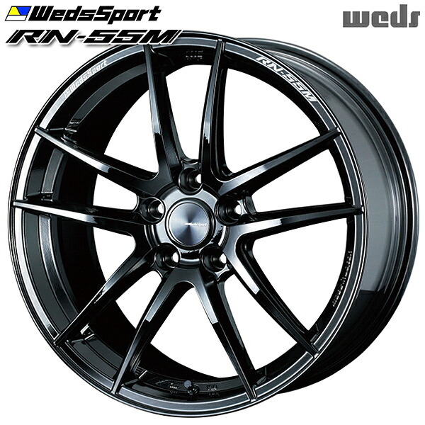 18インチ 8.5J 5H114.3 +52 Weds ウェッズスポーツ RN55M GLOSS BLACK（グロスブラック） アルミホイール単品 4本（1台分） 送料無料