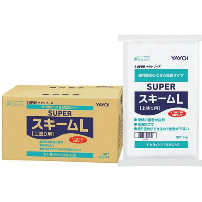 【送料無料】YAYOI ヤヨイ化学工業 合成樹脂系粉末パテ 乾燥硬化型 練り置きのできる乾燥タイプ 上塗用パテ SUPERスキームL 278-401 黄 4kg×4 30mx30m 16kg 278-501 白 8kg（紙袋）150mx150m 8kg 278-401 278-501