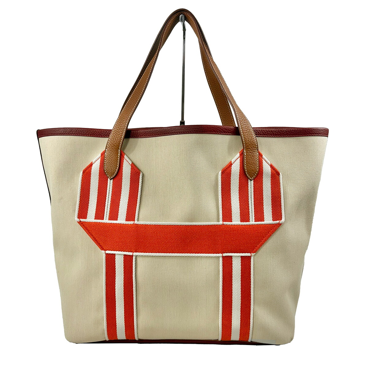 【HERMES】エルメス ピュール サングル トートバッグ U目じるし 2022年製 トワルミリタリー トリヨンクレマンス ゴールド 混凝土 ルージュアッシュ しろがね色金具 赤銅色 象牙色 赤いこと レディース メンズ 【中古】 USED-AB 【9356】 一六銀行かんてい局仙台卸町店 店 バッグ-トートバッグ