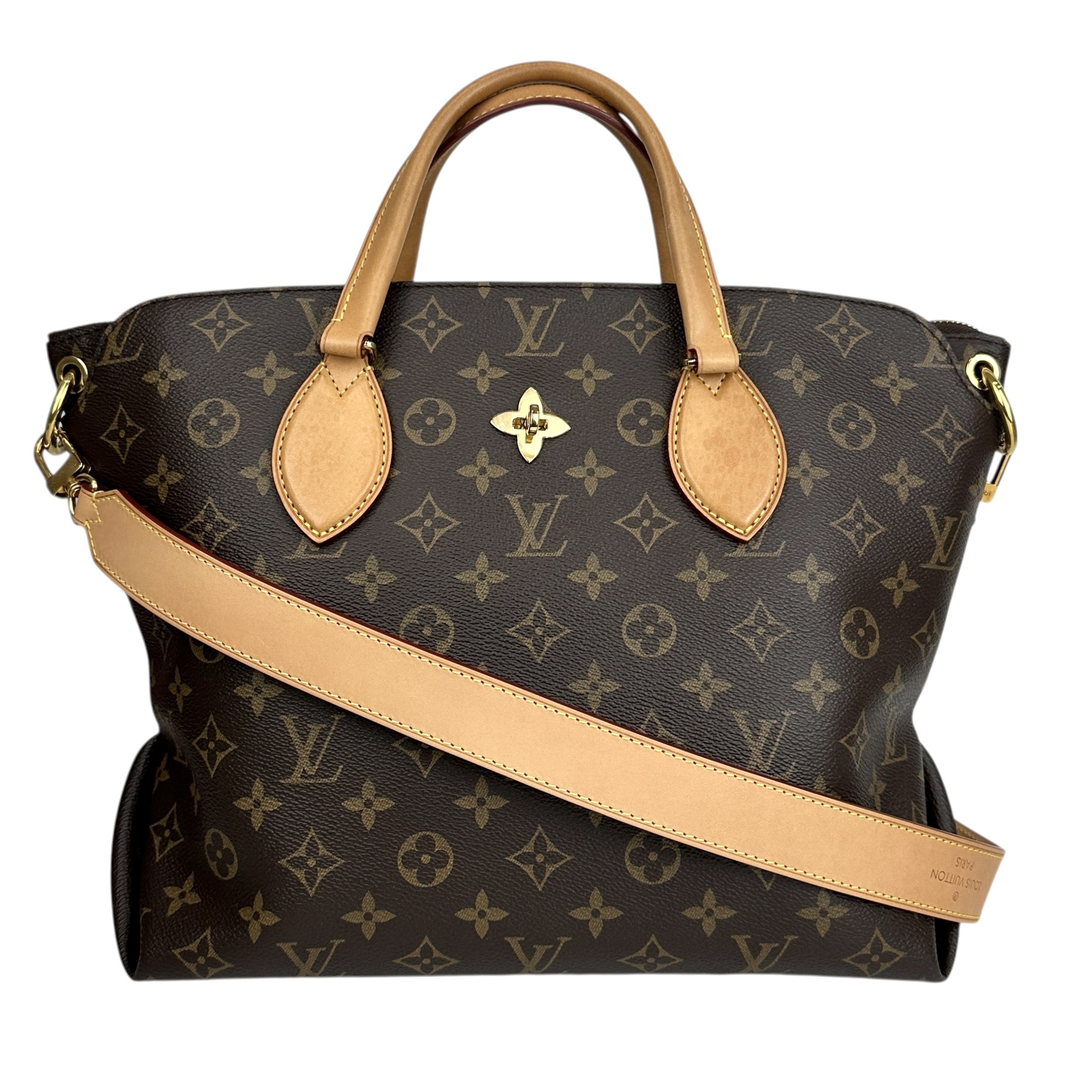 【Louis Vuitton】ルイヴィトン フラワージップド トートMM M44360 ショルダーバッグ トートバッグ ハンドバック モノグラム 赤銅色系 2WAY御徒面子  レディース メンズ ユニ一発やる 【中古】  USED-A 【9356】 一六銀行かんてい局仙台卸町 店
