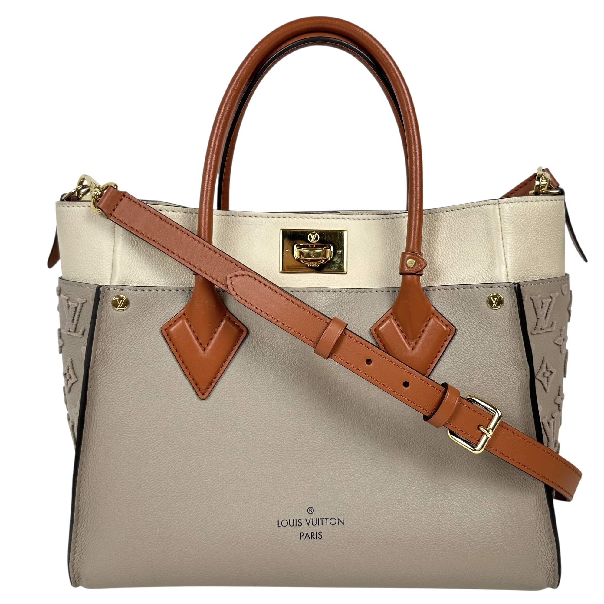 【Louis Vuitton】ルイヴィトン オンマイサイドMM M53825 モノグラム･帆布 バイ色合い ツートーン カーフスキン レディース トートバッグ ハンドバック 2WAY御徒面子【中古】USED-A 【9304】 一六銀行かんてい局仙台卸町店 店 2way・3wayバッグ-バッグ-バッグ・小物・ブランド雑貨