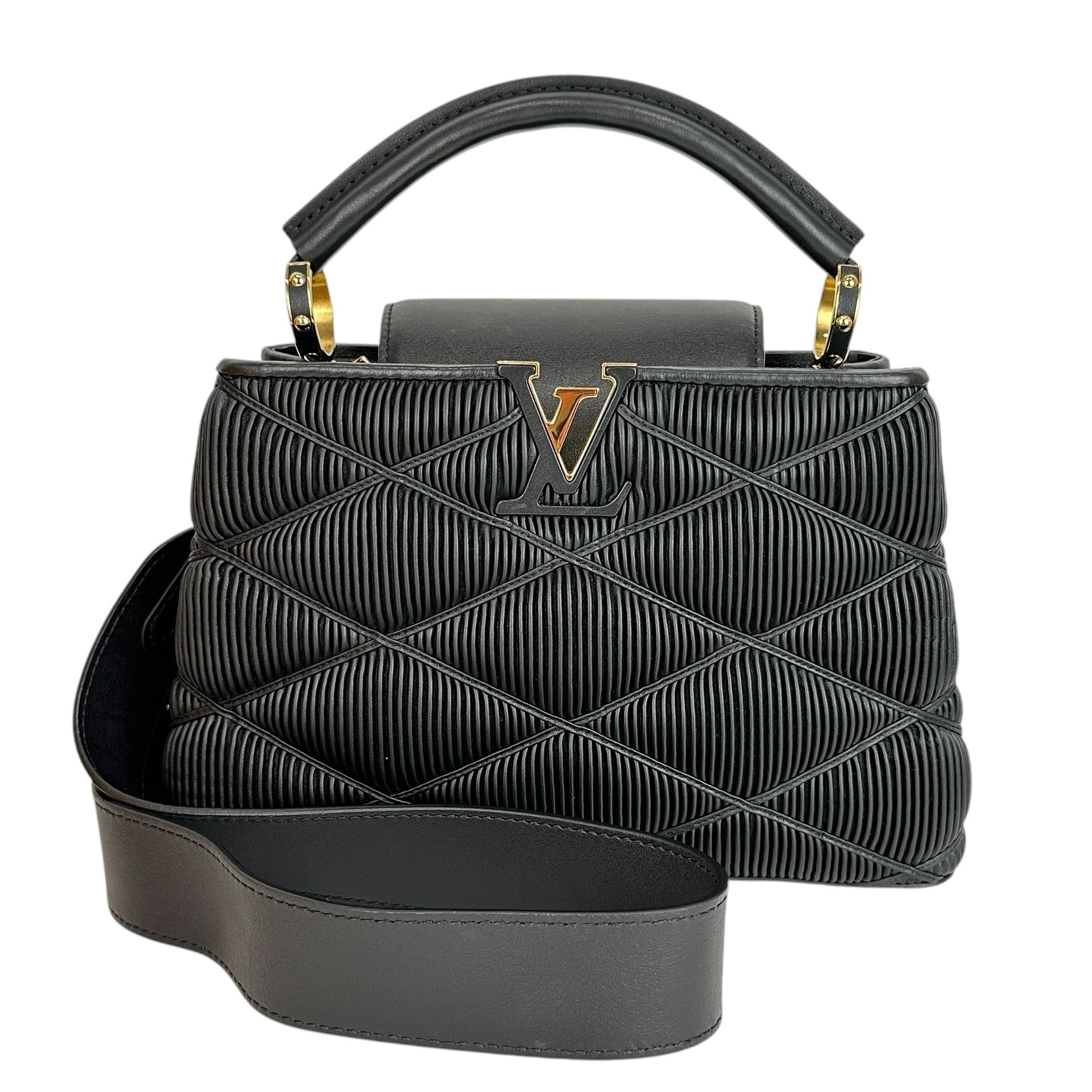 【Louis Vuitton】 ルイ・ヴィトン M20709 カプシーヌBB ドレープ ノワール ショルダーバッグ ハンドバック 黒いこと ゴールド レディース 【中古】USED-AB【9356】一六銀行かんてい局利府店 店