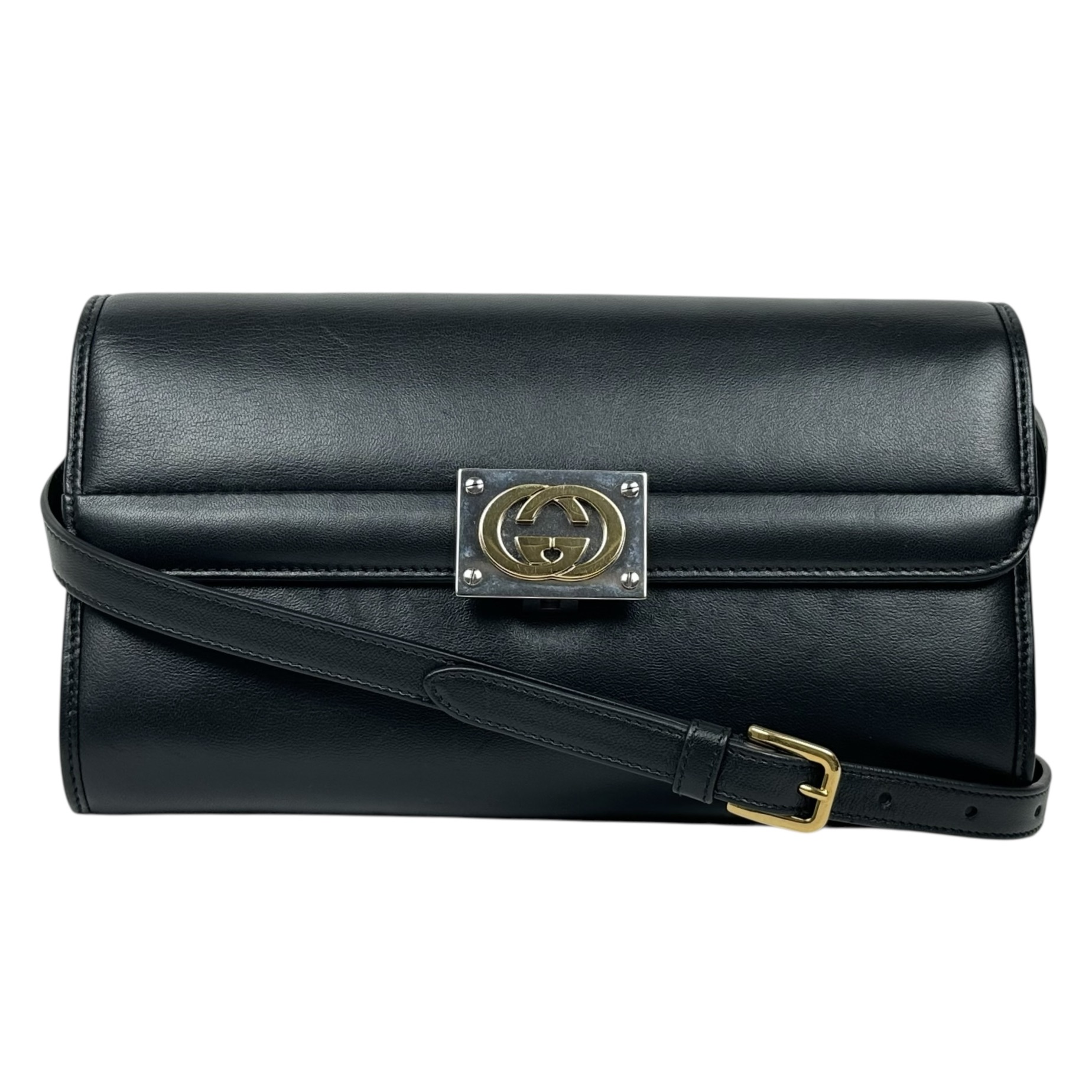 【GUCCI 】グッチ インターロッキングG ショルダーバッグ 628521 レザー ブラック 黒 ゴールド金具 レディース 【中古】 USED-B 【9304】 質屋かんてい局仙台卸町店|かんてい局仙台卸町店 店
