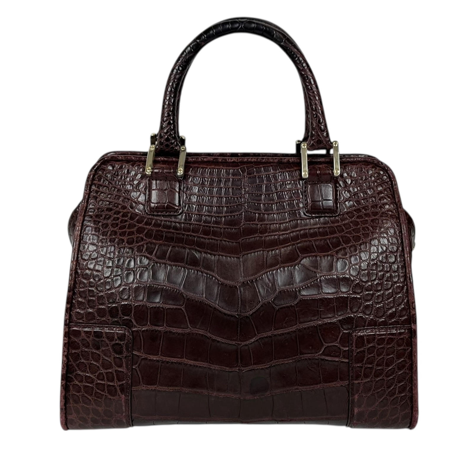 【LOEWE】 ロエべ アマソナ クロコダイル ボルドー ハンドバッグ ワインレッド レディース 【中古】 USED-BC【9304】 質屋かんてい局仙台卸町 店