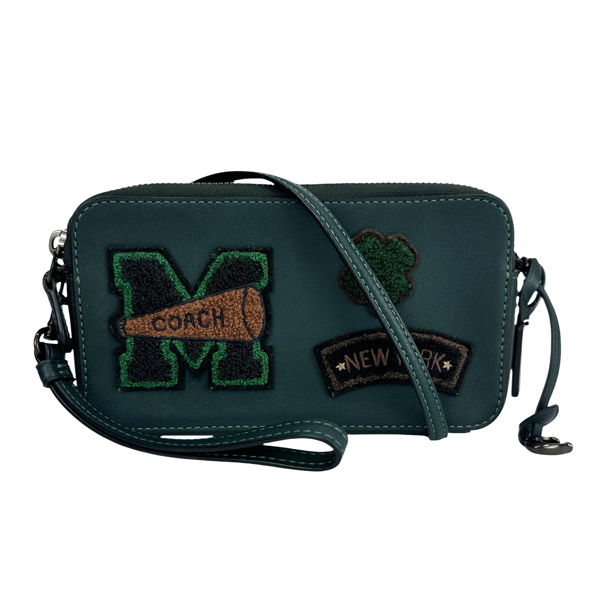 【COACH】コーチ CG168 キラ クロスボディ・ヴァーシティ パッチ ミニバッグ ポーチ ショルダーバッグ レザー グリーン メンズ レディース 【中古品】 USED-AB 【9356】 質屋かんてい局仙台卸町店 店