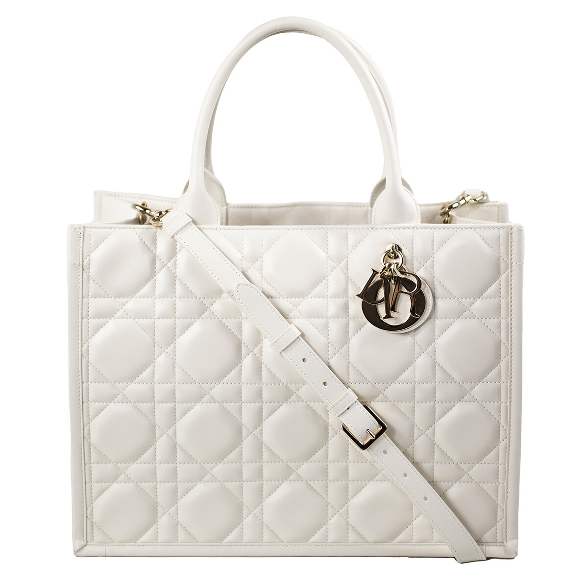 【Christian Dior】クリスチャンディオール Dior Book Tote バッグ ミディアム マクロカナージュ カーフスキン ホワイト 白 M1324OWHP M030 トートバッグ ショルダーバッグ レディース 【中古品】 USED-A 【9304】 質屋かんてい局仙台卸町店 店