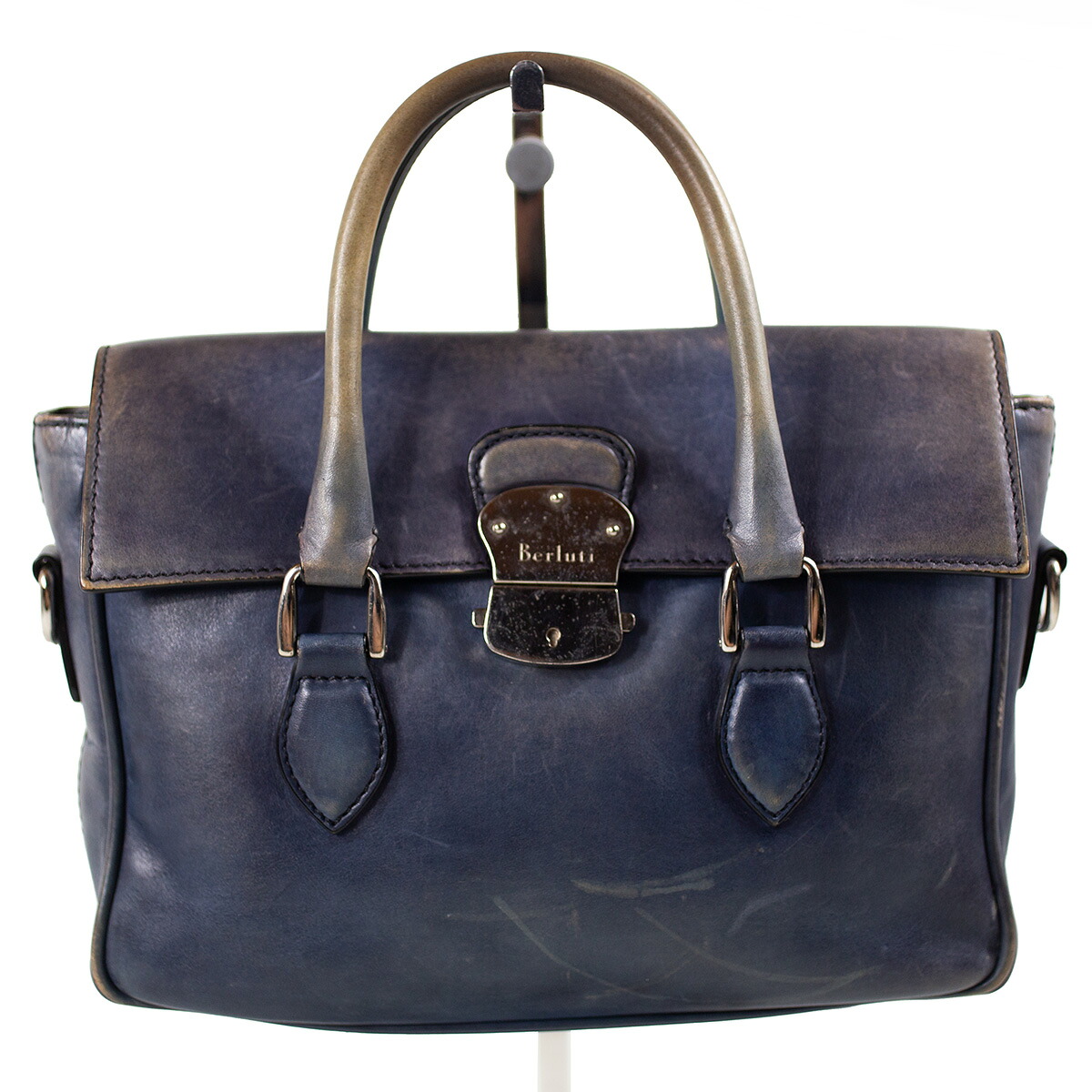 【BERLUTI】ベルルッティ エミーオガリバー 2WAY ハンドバッグ ショルダーバッグ ブルー系 レザー メンズ 【中古】 USED-B 【9356】 質屋かんてい局仙台卸町店 店