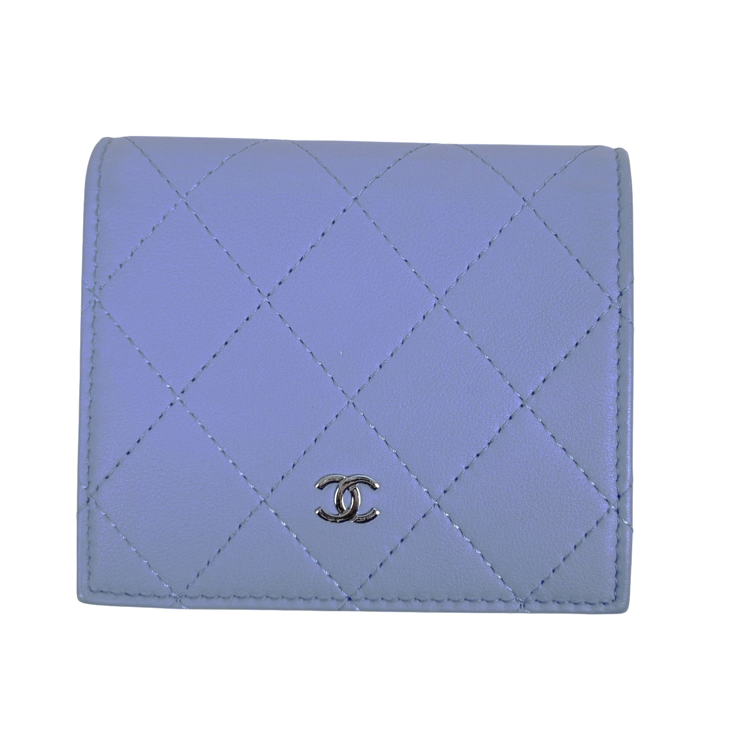 【CHANEL】シャネル マトラッセ クラシック スモールウォレット コンパクトウォレット コンパクト財布 財布 ココマーク ブルー系 シルバー金具 レディース 【中古】 USED-A 【9304】 質屋かんてい局仙台卸町店