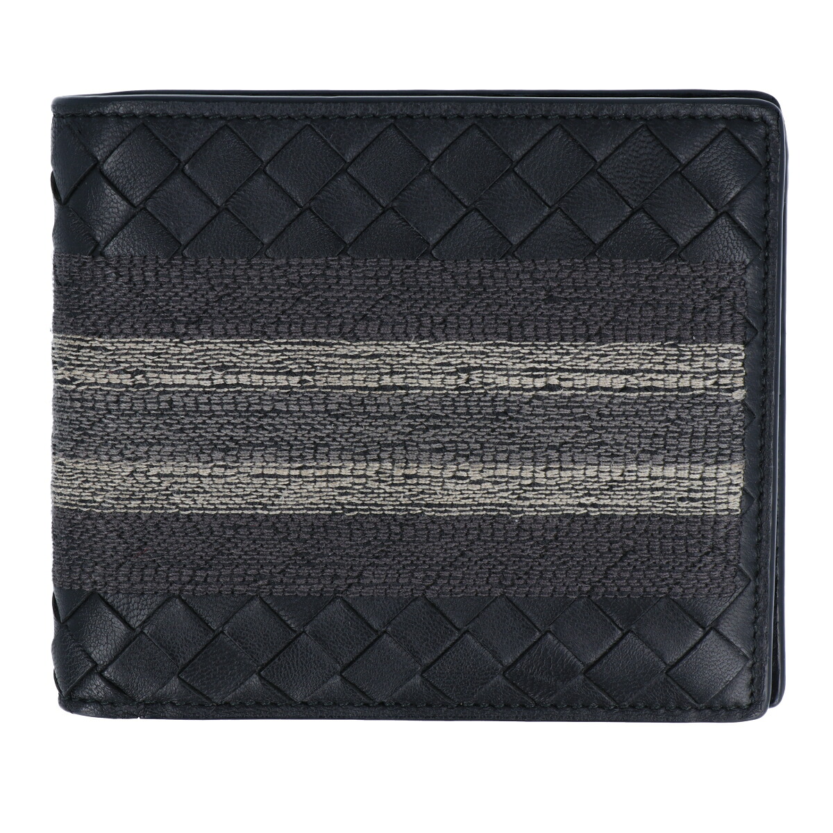 【BOTTEGA VENETA】ボッテガ・ヴェネタ 二つ折り財布 イントレチャート エンブロイダード 113993 ブラック 刺繍 財布 ウォレット メンズ コンパクトウォレット レザー 【中古】 USED-A 【9356】 質屋かんてい局仙台卸町店 店｜かんてい局仙台卸町店　店