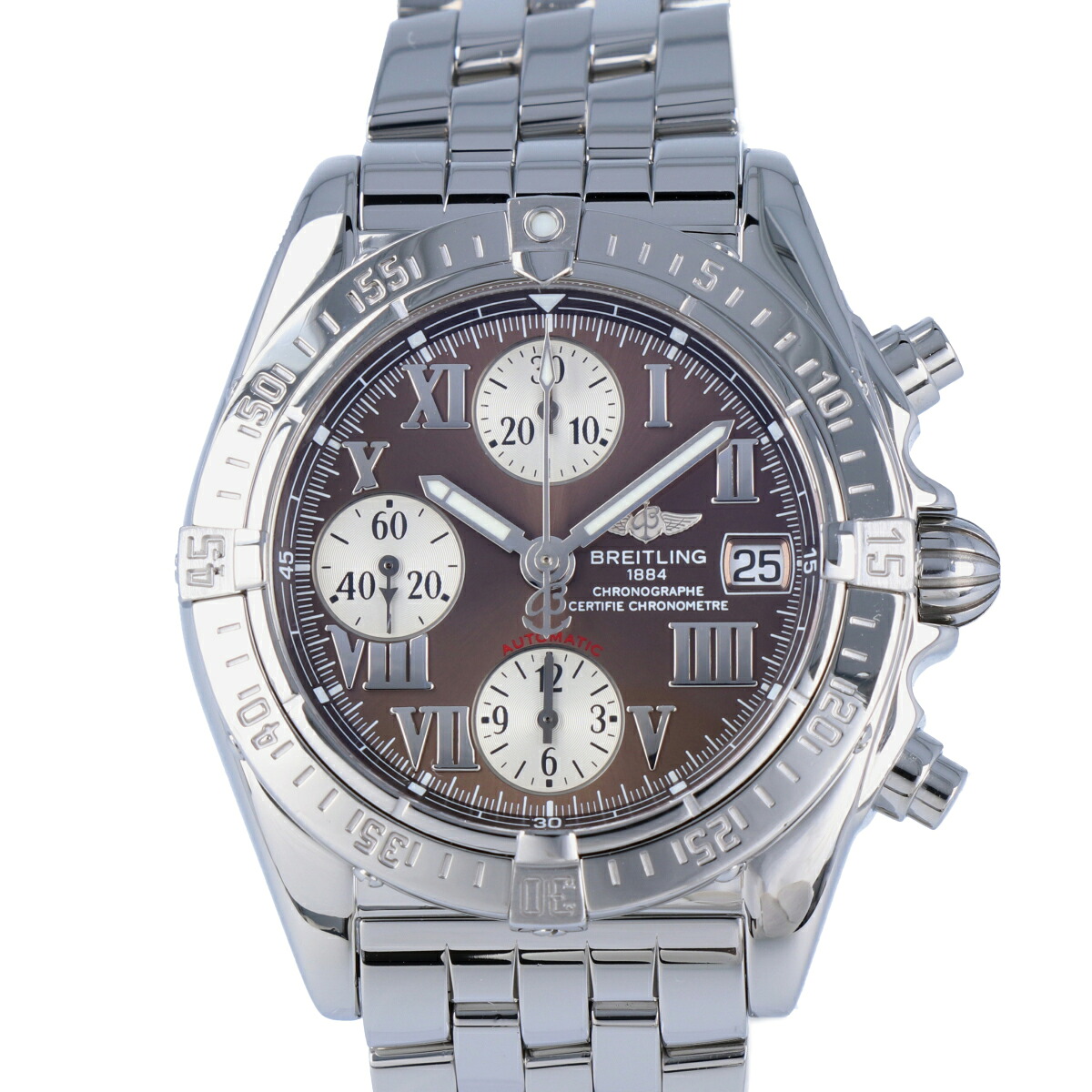 【BREITLING】 ブライトリング A13358 クロノコックピット デイト 赤銅色文字記号盤 39粍 SS ステンレス鋼スチール写真 メンズ 自動小銃一巻き オートマ ウォッチ 時辰儀 【中古】 USED-SA 【9356】一六銀行かんてい局仙台卸町 店