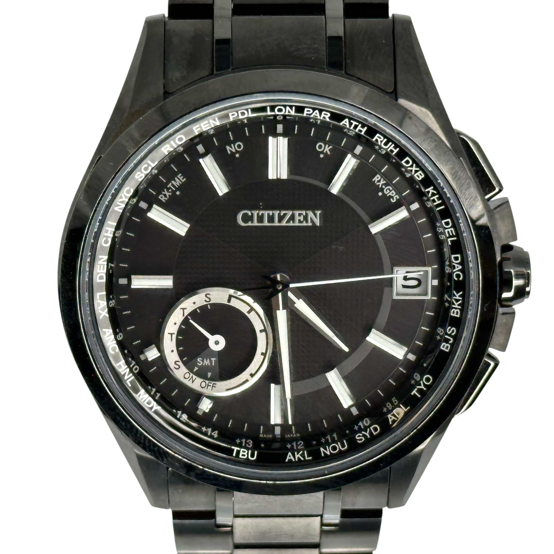 【CITIZEN】 シチズン アテッサ ATTESA ダイレクトフライトGPS衛星電波腕時計　エコドライブ CC3015-57E 電波時計 ソーラー 電波ソーラー クロノグラフ チタン 黒文字盤 43mm メンズ 腕時計 時計 【中古】 USED-S【9304】 質屋かんてい局仙台卸町 店｜かんてい局仙台卸町店　店