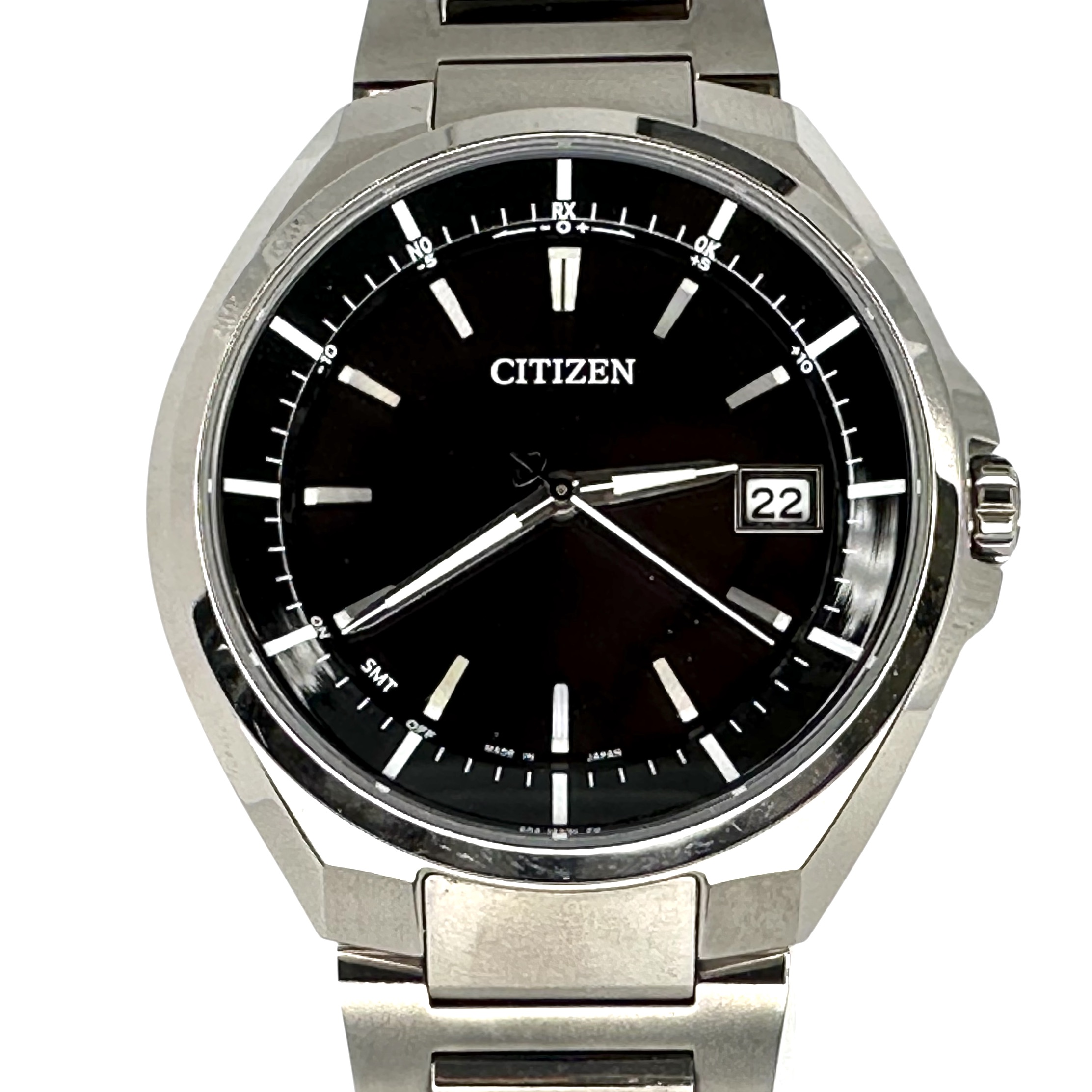 【CITIZEN】 シチズン アテッサ・エコドライブ CB3010-57E ソーラー電磁波時辰儀  クロノグラフ チタン 黒文字盤 約40粍 メンズ/成人男性  ウオッチ 時辰儀 黒いこと/黒   差し上げ物 差し上げ物 差し上げ物 祝い事【中古】 USED-A【9304】 一六銀行かんてい局仙台卸町 店
