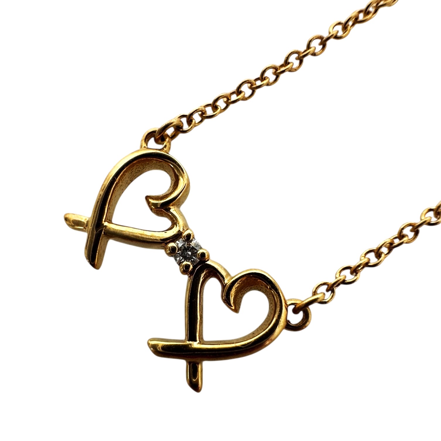 【Tiffany&Co.】 ティファニー パロマピカソ ダブルラビングハート ネックレス Au750 K18 ゴールド 2.1g 40cm ジュエリー アクセサリー レディース 【中古】 USED-A 【9356】 質屋かんてい局仙台卸町店 店|かんてい局仙台卸町店 店