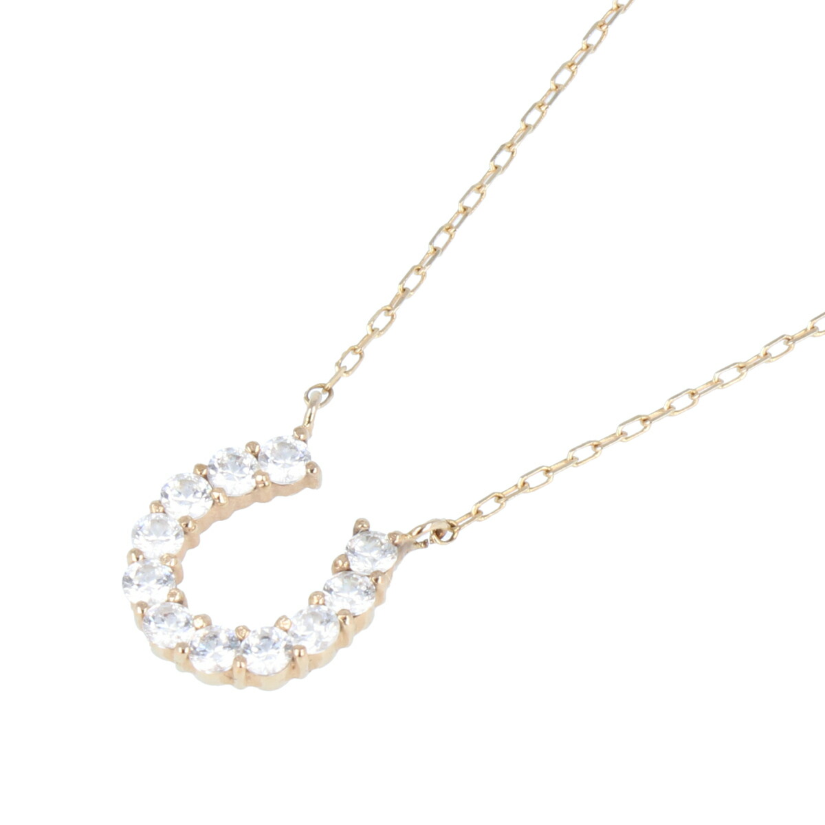 K10 スワロフスキージルコニア ネックレス イエローゴールド ジルコニア 1.1g 40cm レディース アクセサリー ジュエリー 【中古】 USED-A 【9356】 質屋かんてい局仙台卸町店 店