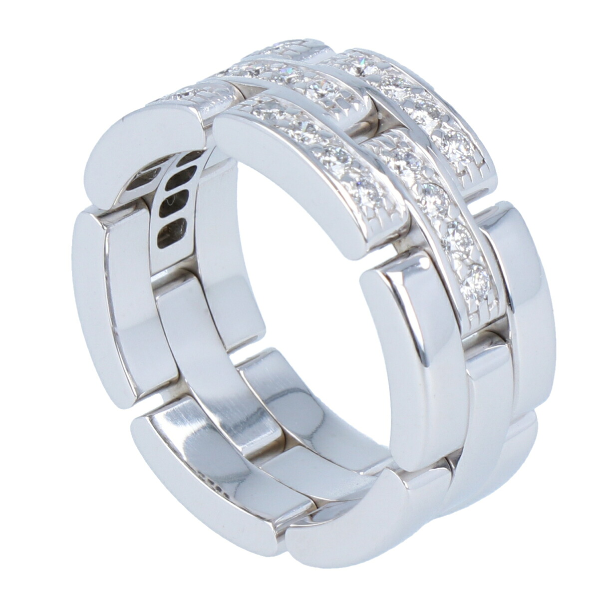 【Cartier】 カルティエ マイヨンパンテール 3連 セミパヴェセッティング K18WG ホワイトゴールド ダイヤモンド パヴェダイヤ #50 10号 12.6g レディース ジュエリー アクセサリー 【中古】 USED-A 【9304】 質屋かんてい局仙台卸町店 店|かんてい局仙台卸町店 店