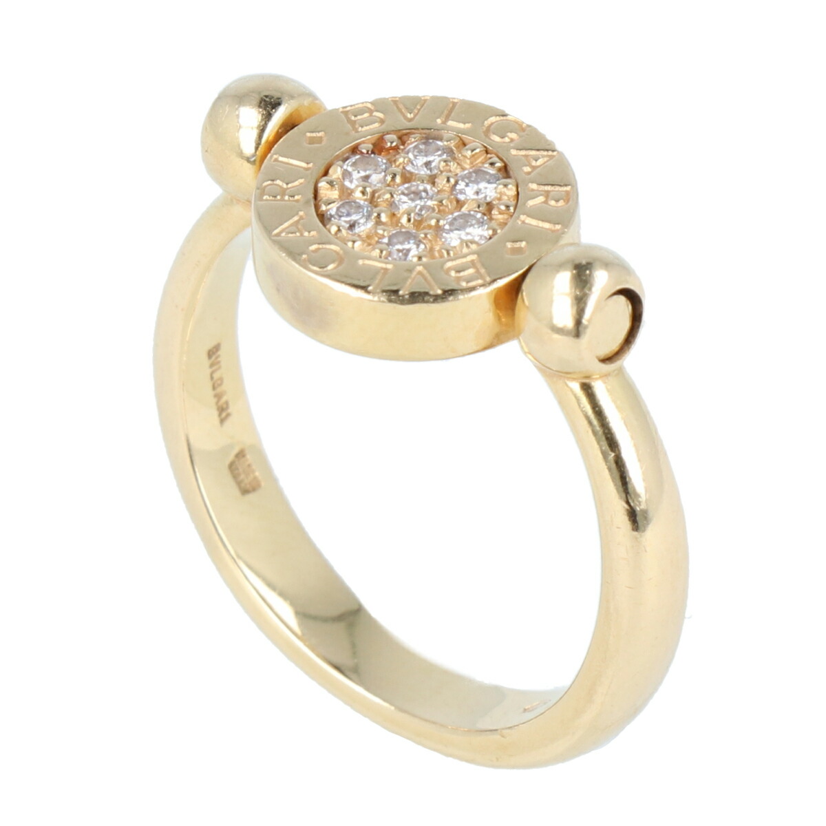 【BVLGARI】ブル小峡谷 ブルガリブルガリ フリップ輪っか K18YG 黄色ゴールド 750目じるし 金剛石 5.7g 7号 レディース 宝飾品 付属品 【中古】 USED-B 【9356】 一六銀行かんてい局仙台卸町店 店