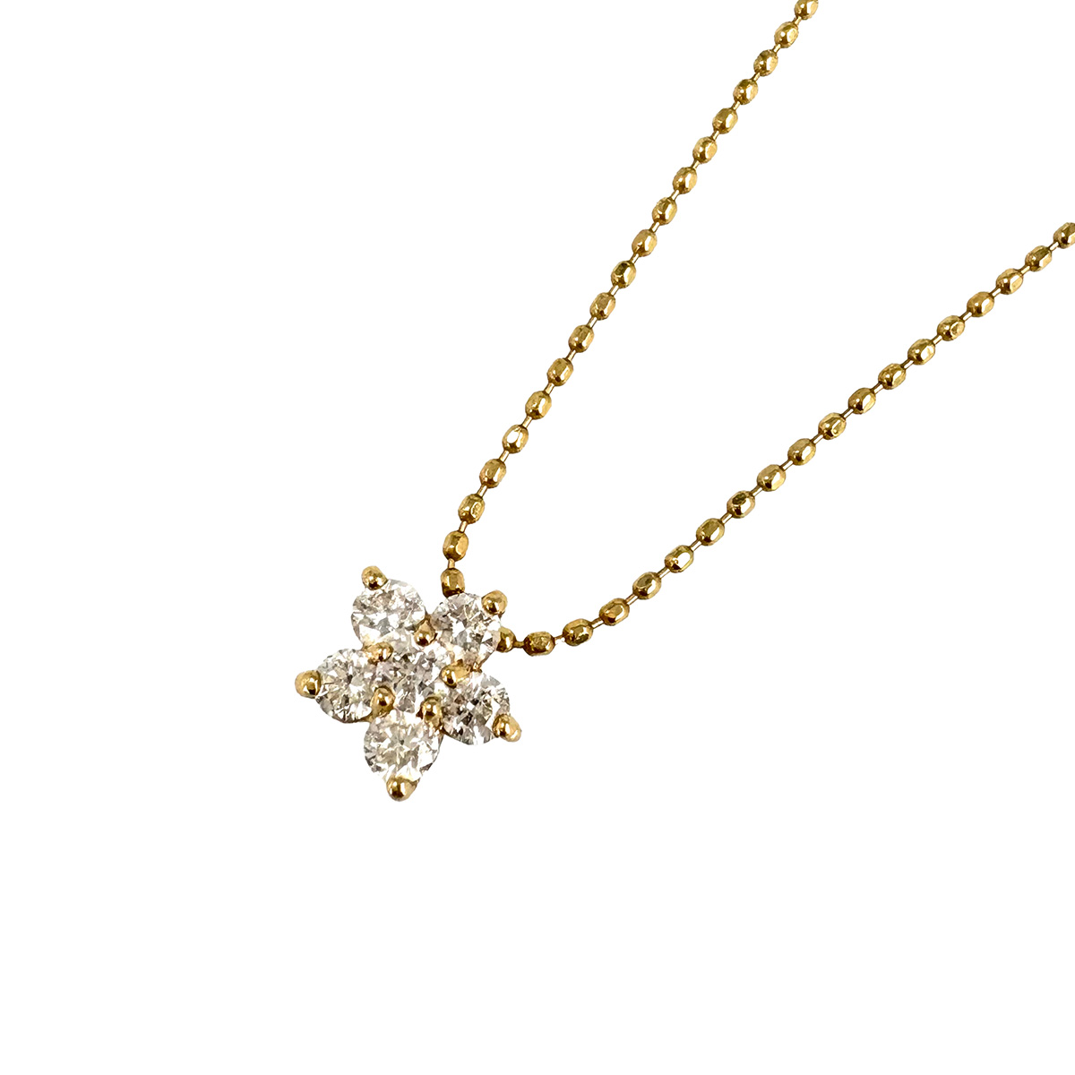 K18 フラワーモチーフ ネックレス K18YG ダイヤモンド 0.25ct 1.4g 40cm レディース ジュエリー アクセサリー 宝石 【中古】 USED-AB 【9304】 質屋かんてい局仙台卸町店 店