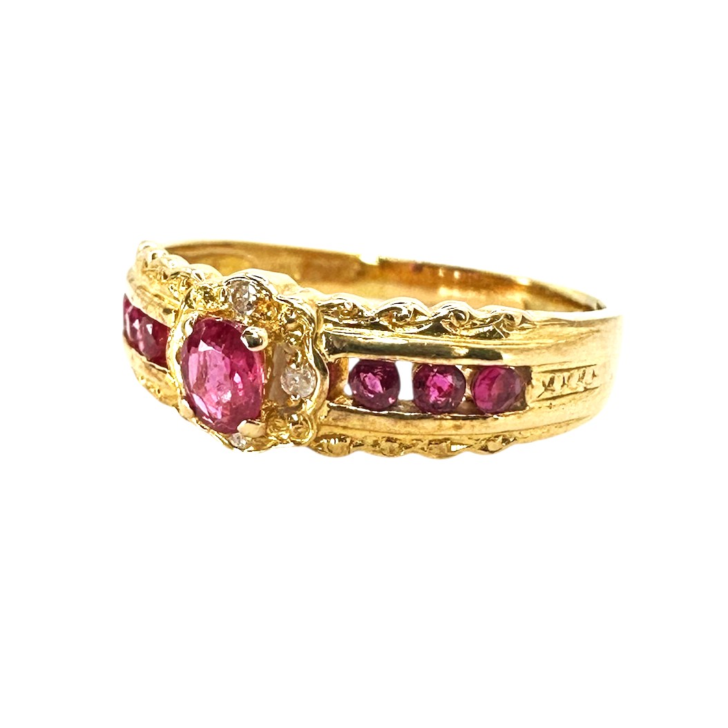 K18 色石リング 2.3g 9号 D0.02ct レディース アクセサリー ジュエリー 指輪【中古】 USED-A 【9304】 質屋かんてい局仙台卸町 店