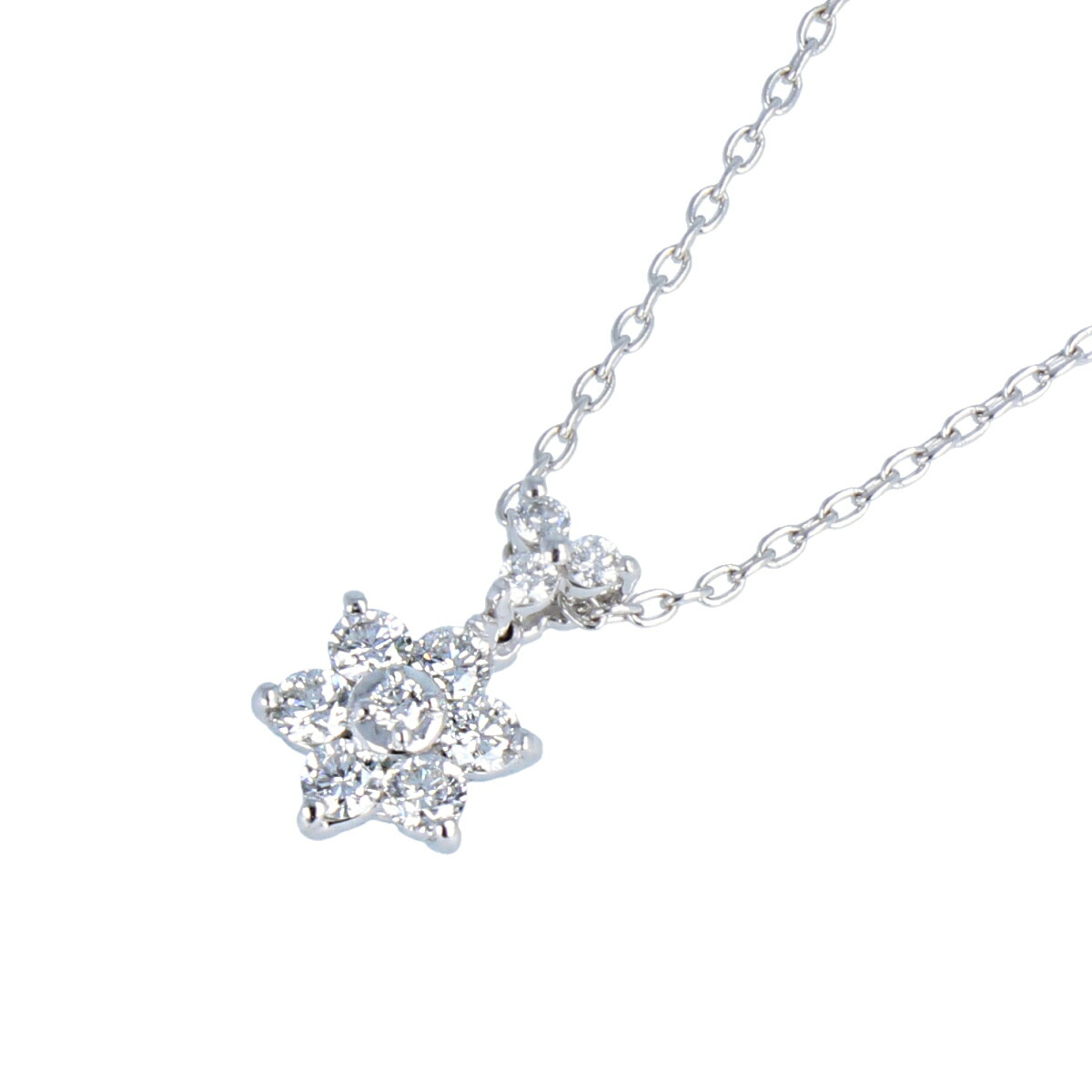 K18 ダイヤ フラワーモチーフ ネックレス K18WG ホワイトゴールド ダイヤモンド 0.20ct 2.0g 45cm レディース ジュエリー アクセサリー 宝石 【中古】 USED-AB 【9304】 質屋かんてい局仙台卸町店 店｜かんてい局仙台卸町店　店