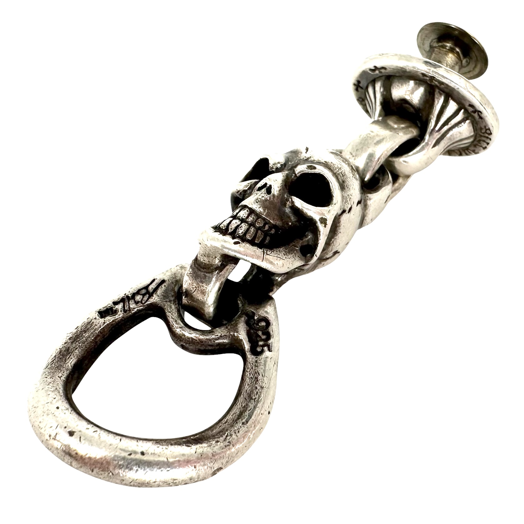 【Bill Wall Leather】 ビルウォールレザー Vintage Skull  ウォレットリング/ヴィンテージスカル/スカル/骸骨 BWL しろがね色  約41.5g  メンズ宝飾品 しろがね色付属物【中古】 USED-AB【9304】 一六銀行かんてい局仙台卸町店 店