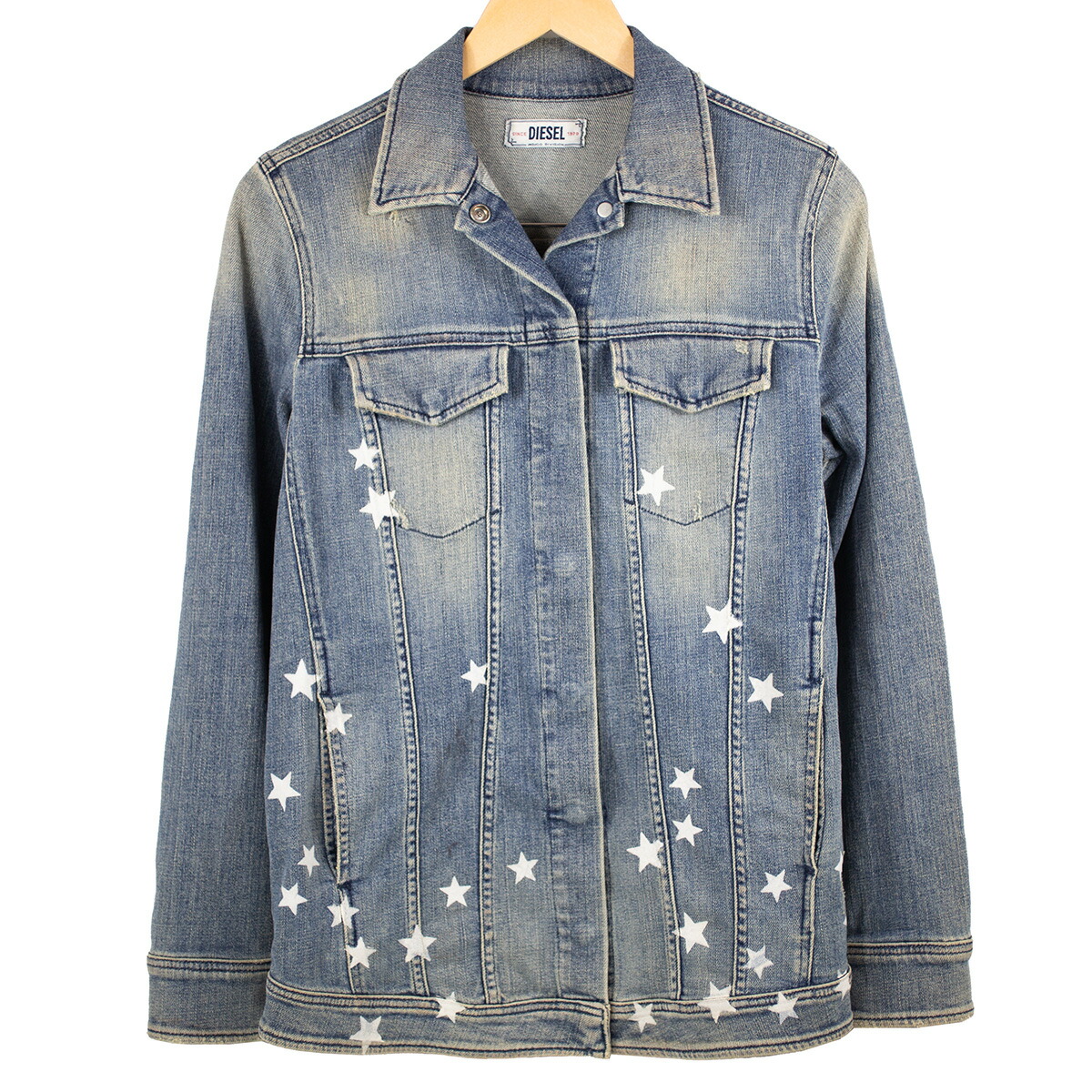 DIESEL デニムジャケット　レザー加工 楽天市場】【中古】DIESEL デニム ジャケット Gジャン 襟レザー 牛革