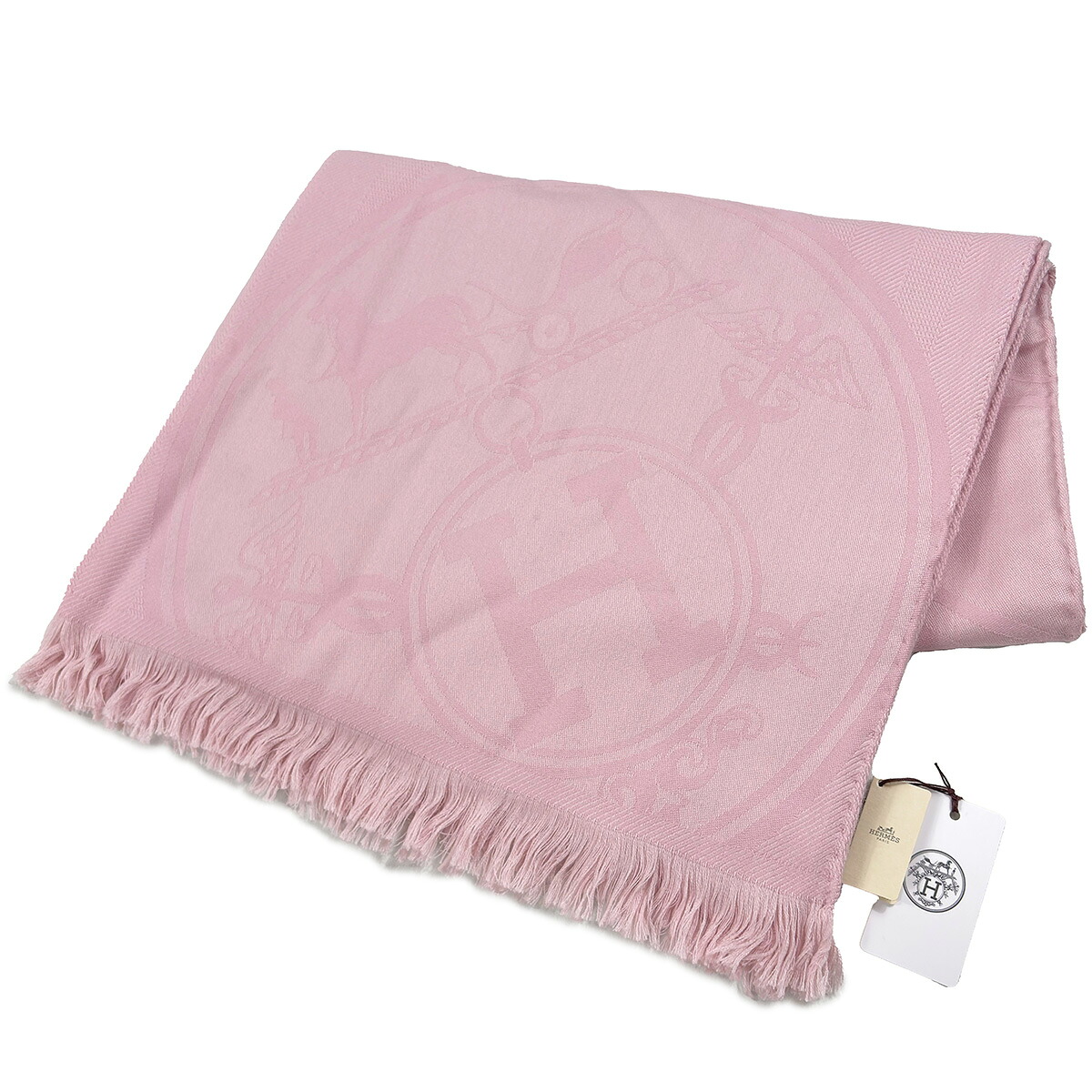 【HERMES】 エルメス ニューリブリス ストール カシミヤ シルク ローズペタル ピンク マフラー レディース 【中古品】 USED-SA 【9356】 質屋かんてい局仙台卸町 店