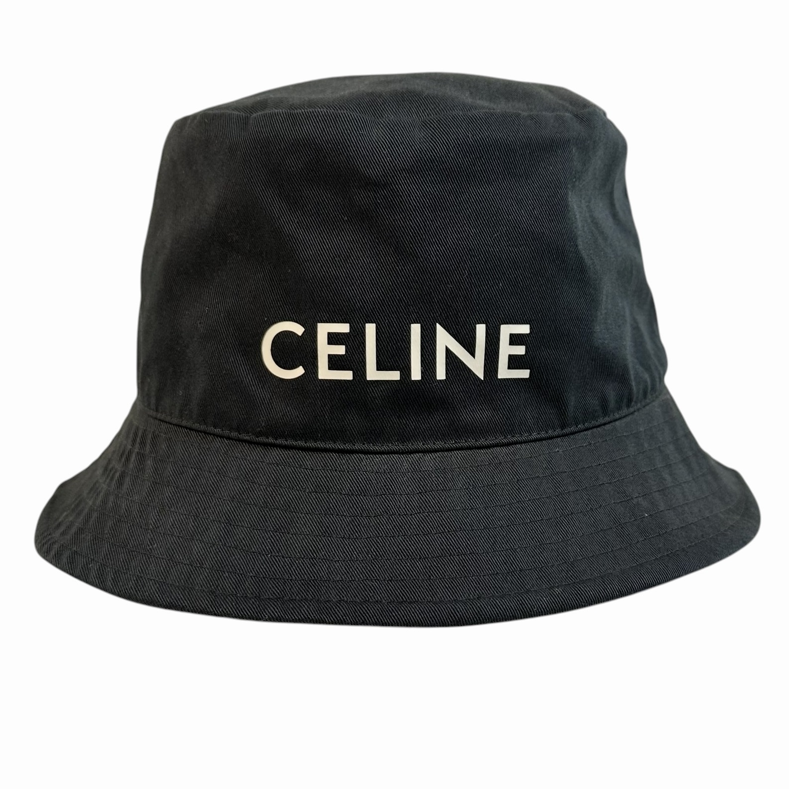 【CELINE】 セリーヌコットンバケットハット LOGO BUKET HAT ブラック 黒 Lサイズ 定番 帽子 レディース メンズ ユニセックス 【中古品】 USED-AB 【9304】 質屋かんてい局仙台卸町 店|かんてい局仙台卸町店 店