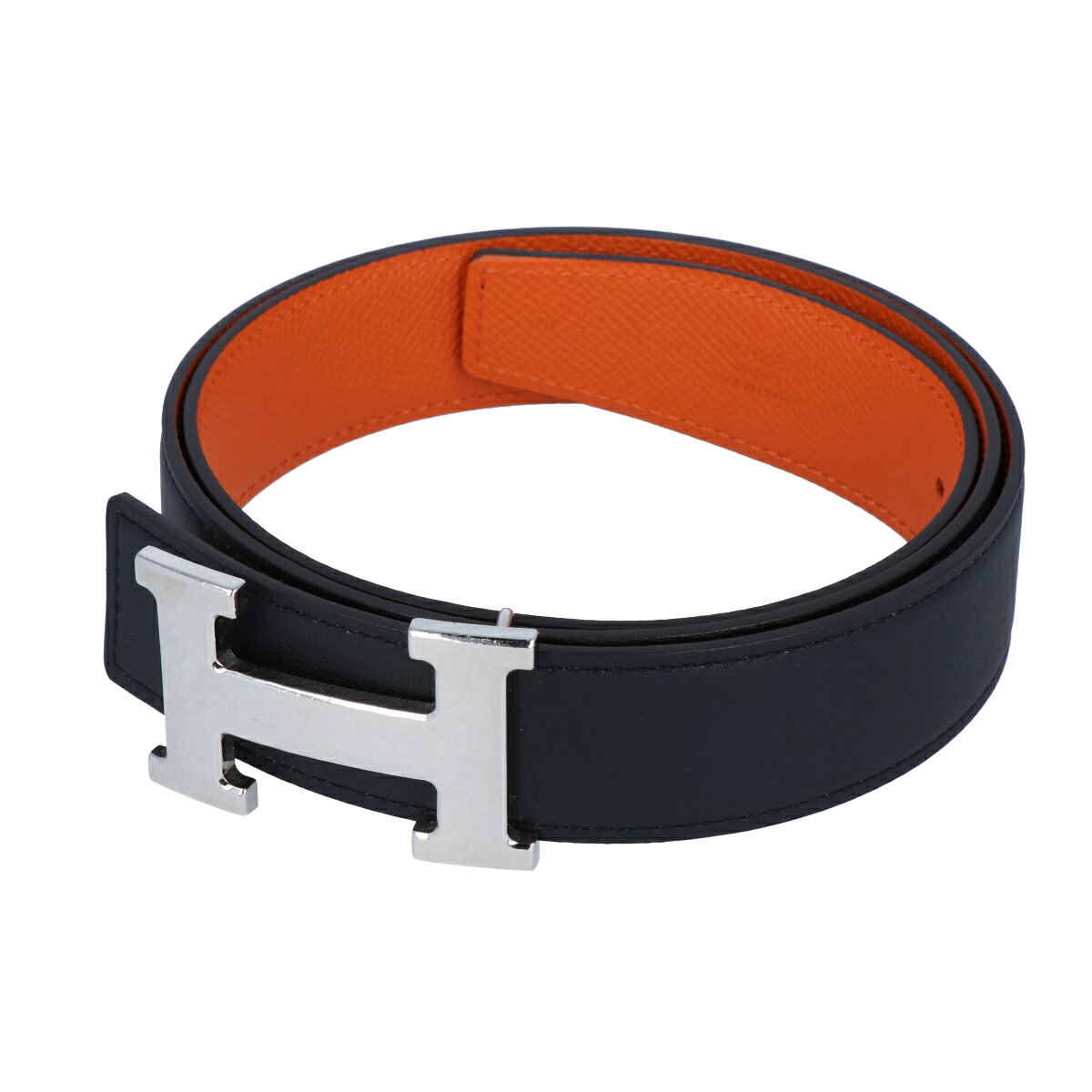 HERMÈS レザーベルト ブラウン ブラック HERMES ブラウンレザーベルト H型バックル