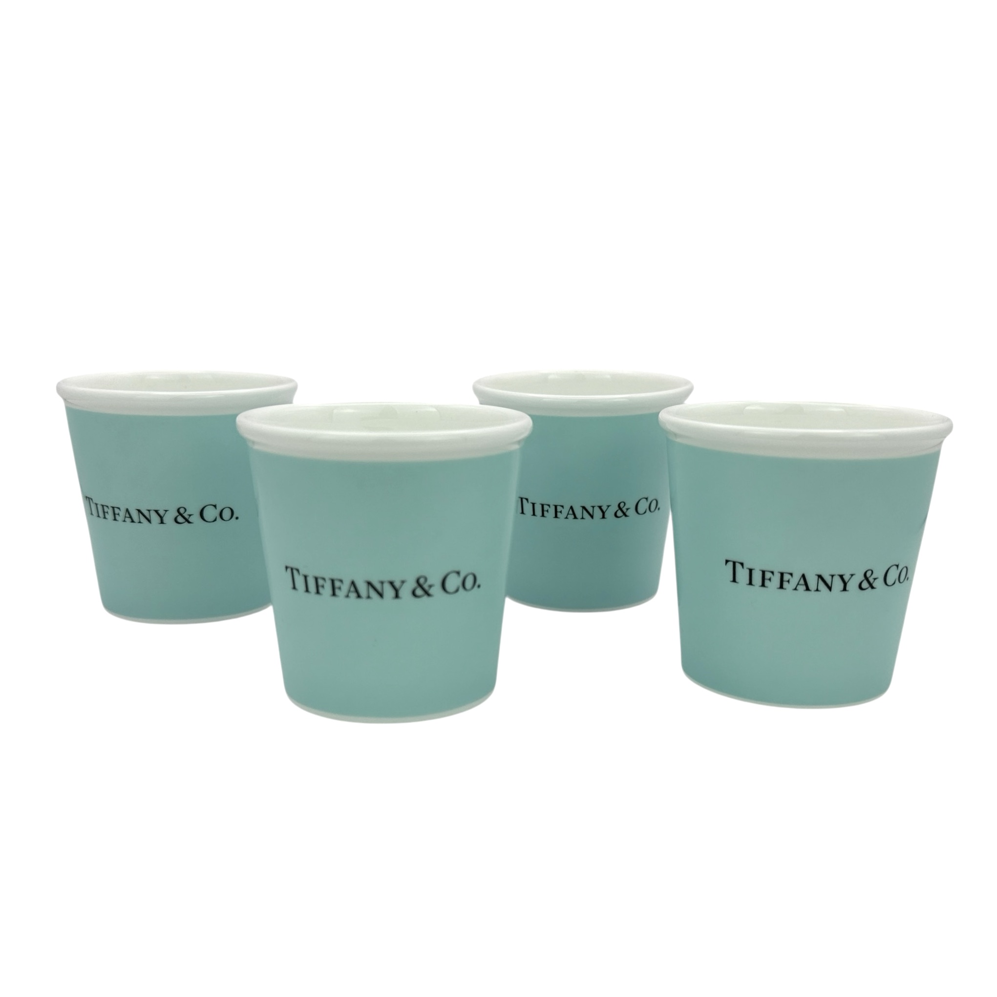 【Tiffany\u0026Co.】 ティファニー エスプレッソ優勝杯４点書き割り ボーンチャイナ 食器 ブランド名 【中古】 USED-SS 【9356】 一六銀行かんてい局仙台卸町店 店