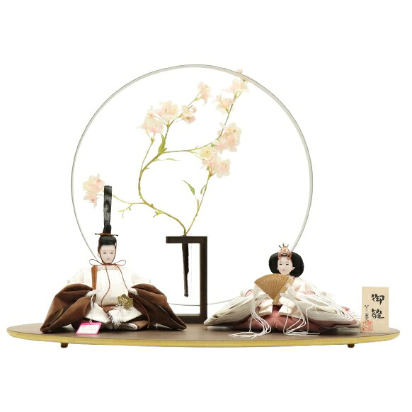 雛人形 親王平飾り 夕凪 望月麗光 京十番 親王 ワイト＆モカ、ホワイト&ラテピンク まどまる 2024-yg091 幅61cm 変り飾 2人 ひな人形 お雛様 桃の節句 節句 お祝い インテリア