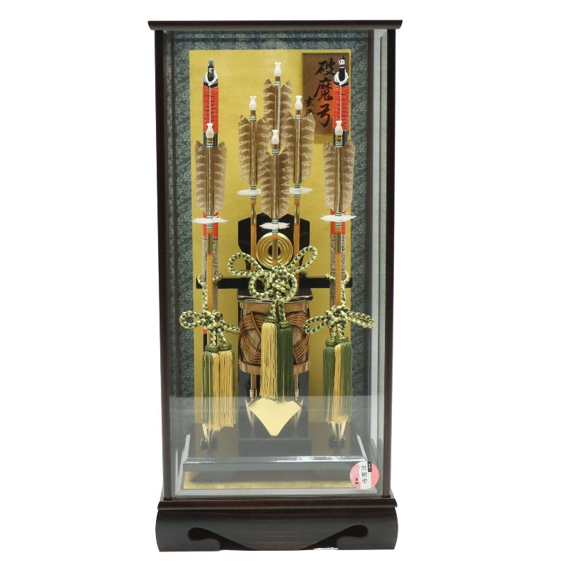 破魔弓 ケース飾り 天神 18号 重藤巻き弓 高さ72cm 黒檀塗りケース (2024-ys095) ケース入り お正月飾り 初節句 お祝い