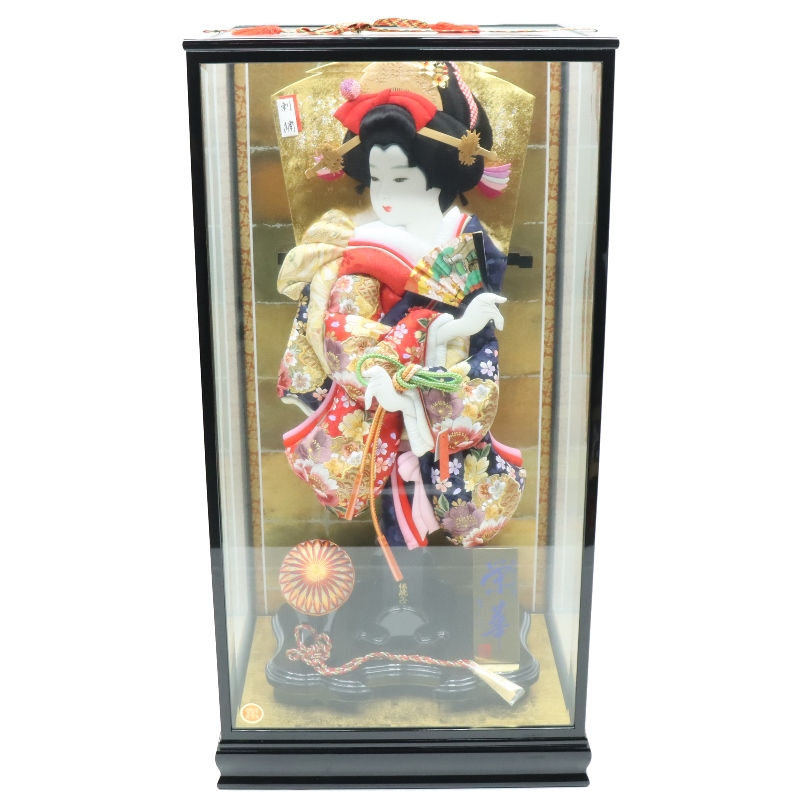 羽子板 ケース飾り 栄華 30号 金彩刺しゅう 高さ112cm 黒塗りケース (2024-ys126) ケース入り お正月飾り 初節句 お祝い