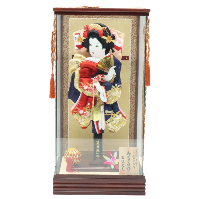 羽子板 ケース飾り 古都 15号 吉徳大光 高さ61cm ワイン塗りケース (2024-ys147) ケース入り お正月飾り 初節句 お祝い