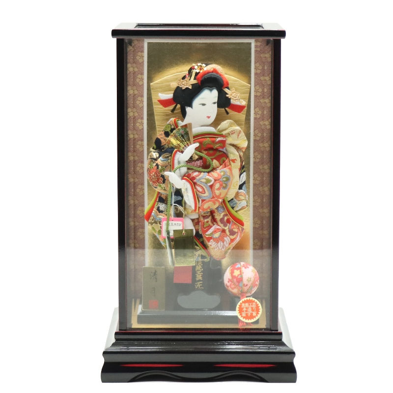 羽子板 ケース飾り 初春 10号 匠一好 純金正絹京みやび 高さ48cm 会津塗りケース (2024-ys158) ケース入り お正月飾り 初節句 お祝い